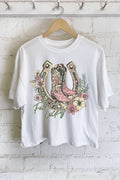 Lucky Flower Horseshoe Graphic Long Crop Top
