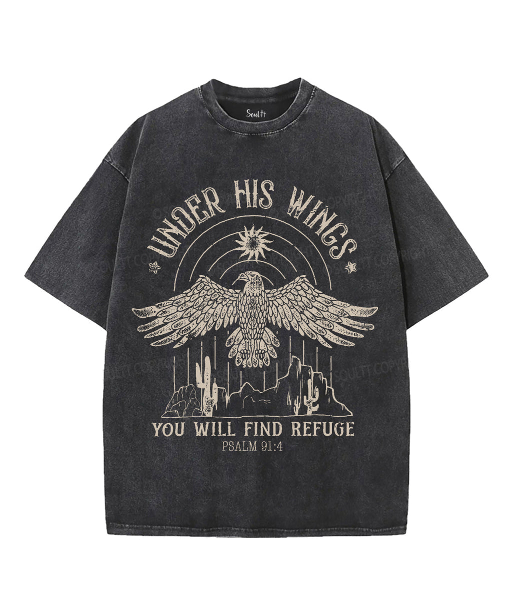 Under His Wings Unisex Washed Christian T-shirt Hoodie, Sweatshirt | CiraTrend.com (Image 2)