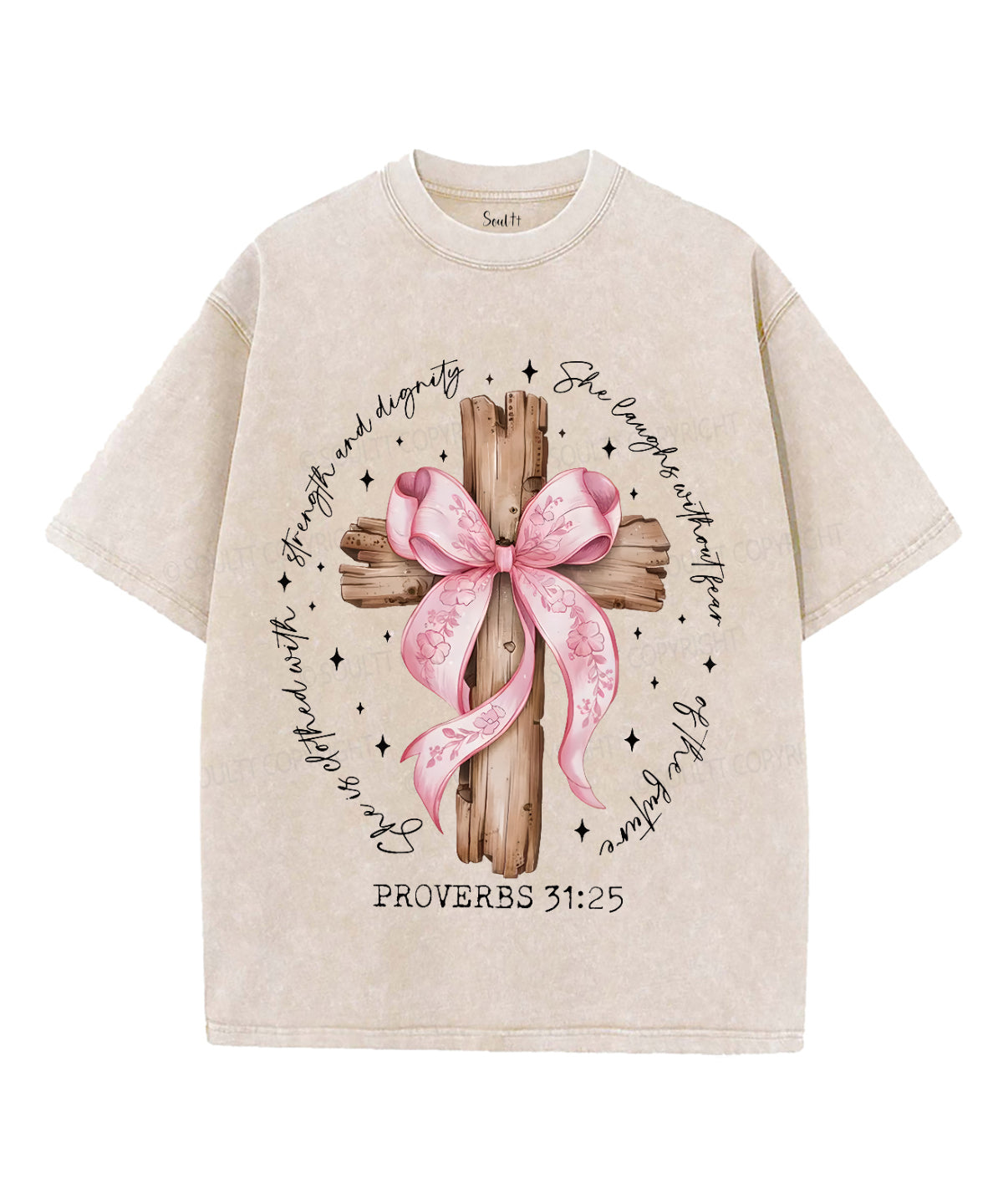She Is Clothed with Strength and Dignity Unisex Washed Christian T-shirt Hoodie, Sweatshirt | CiraTrend.com (Image 4)