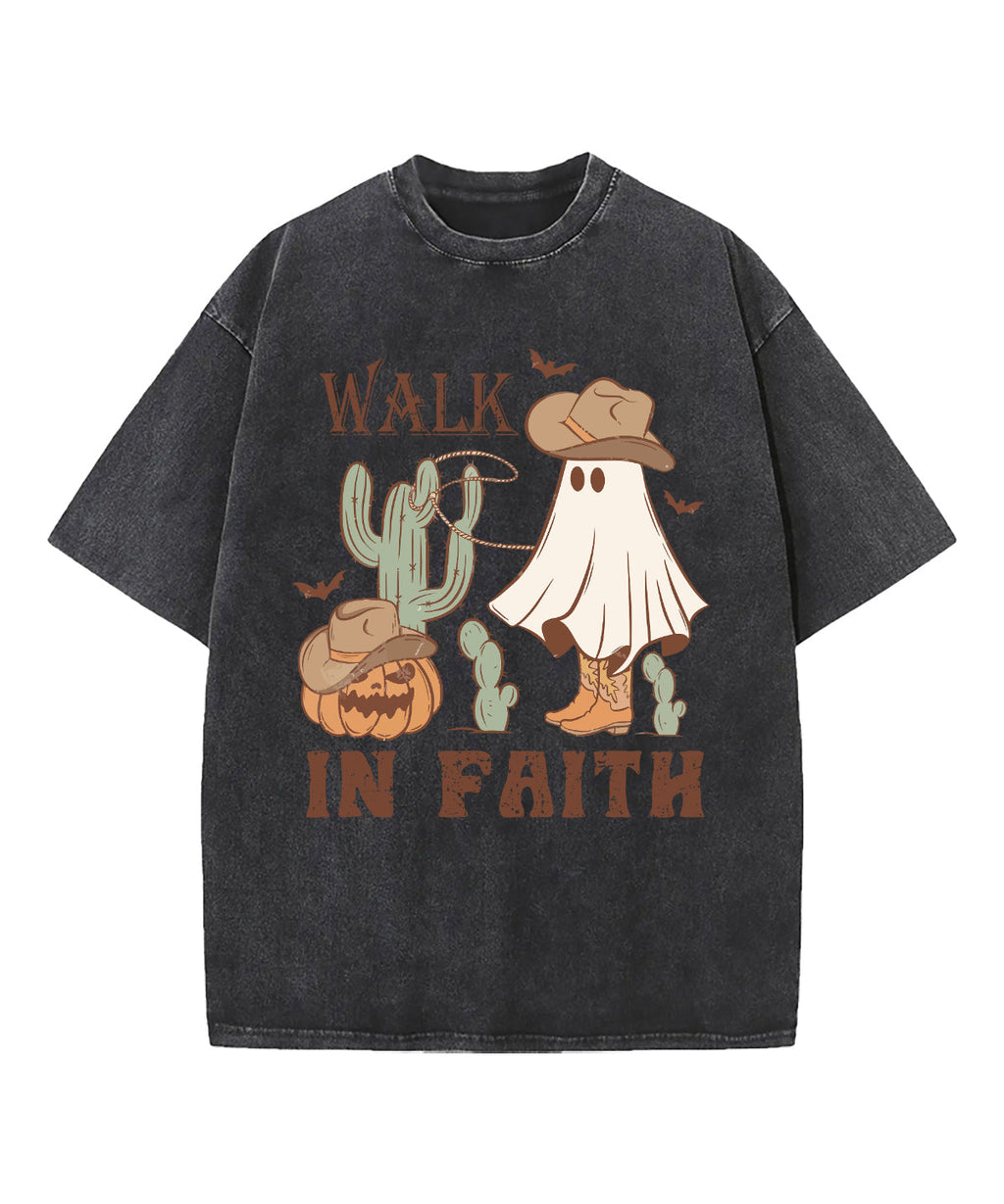 Walk In Faith Washed Christian T-shirt Hoodie, Sweatshirt | CiraTrend.com (Image 2)