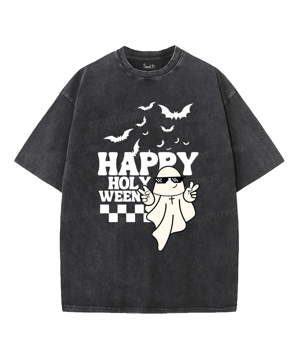 Happy Holy Unisex Washed Christian T-shirt Hoodie, Sweatshirt | CiraTrend.com (Image 3)