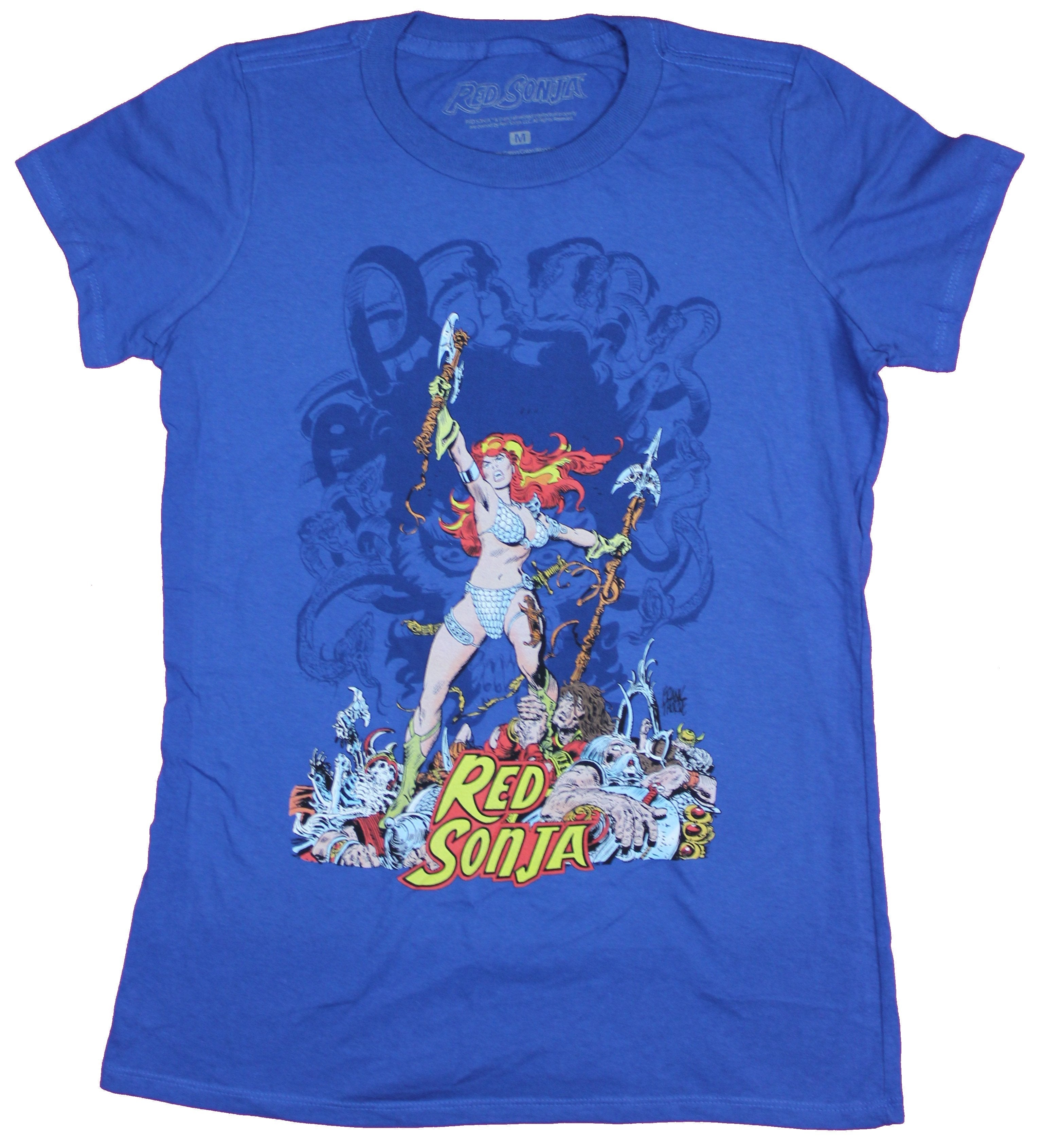 Red Sonja Girls Juniors T-Shirt - Victorious Pose Atop A Body Pile Hoodie, Sweatshirt | CiraTrend.com