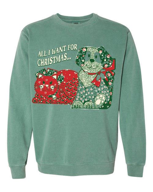 All I Want For Christmas Light Green Graphic Sweatshirt