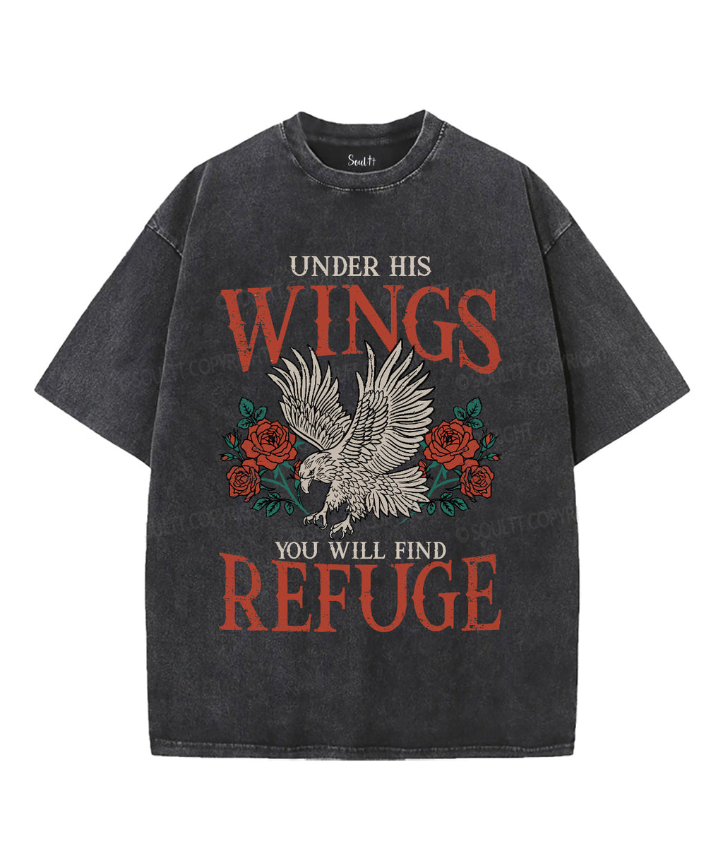 Under His Wings Washed Christian T-shirt Hoodie, Sweatshirt | CiraTrend.com (Image 2)