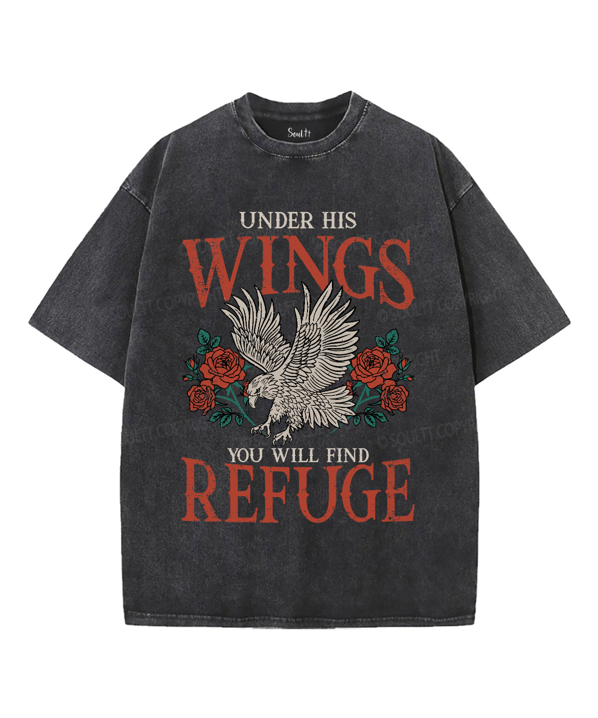 Under His Wings Washed Christian T-shirt Hoodie, Sweatshirt | CiraTrend.com (Image 2)