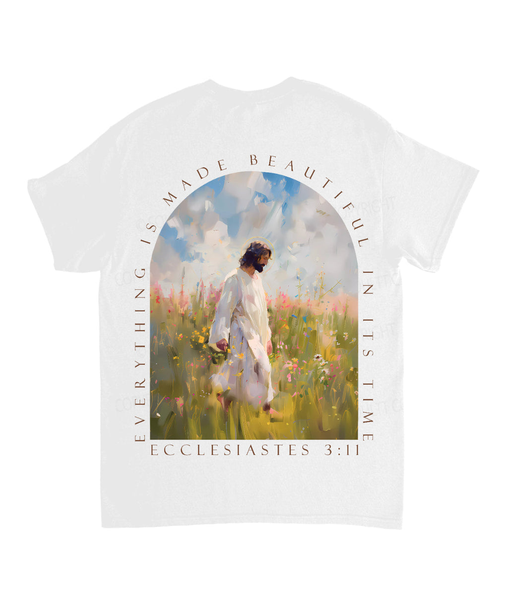Everything Is Made Beautiful In It's Time Double Sided Unisex Cotton Christian T-Shirt Hoodie, Sweatshirt (Image 3)