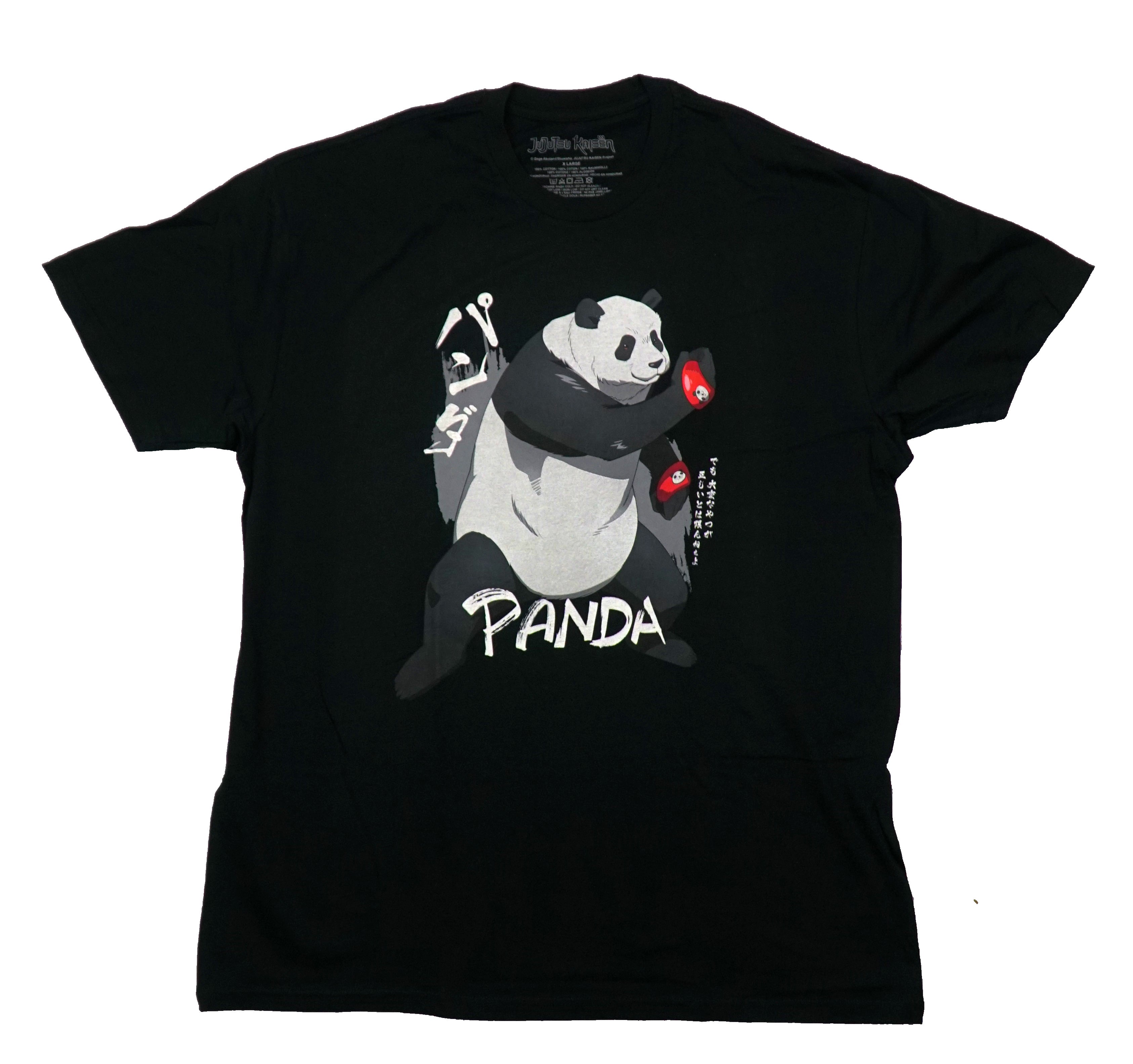 Jujutsu Kaisen Mens T-Shirt - Grayscale Panda with Red Gloves Hoodie, Sweatshirt | CiraTrend.com