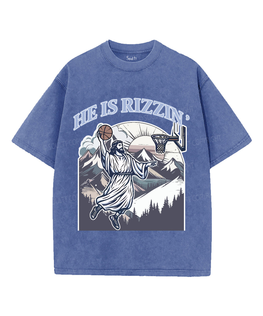 He Is Rizzin' Unisex Washed Christian T-shirt Hoodie, Sweatshirt | CiraTrend.com (Image 4)