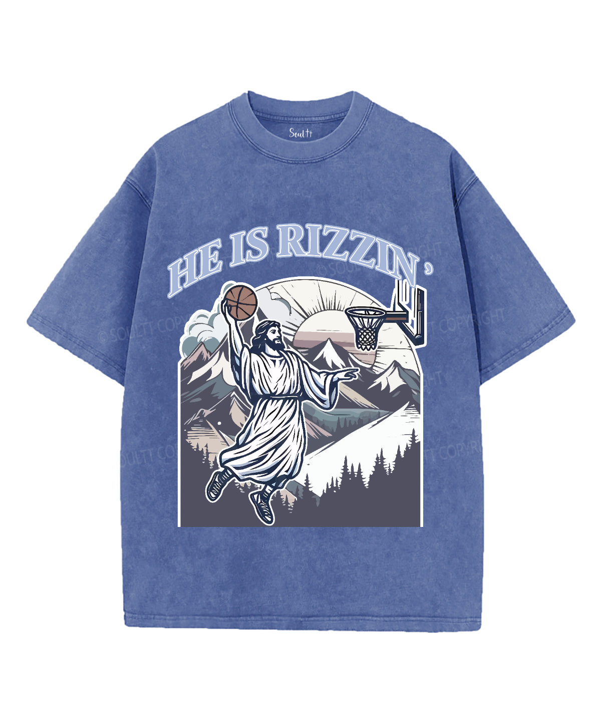 He Is Rizzin' Unisex Washed Christian T-shirt Hoodie, Sweatshirt | CiraTrend.com (Image 4)