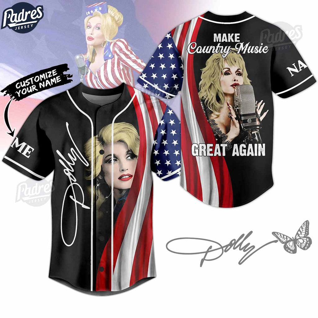 4th Of July Dolly Parton Make Country Music Great Again Custom Baseball Jersey - Padres Jersey Oasis: Elevate Your Baseball Style Game