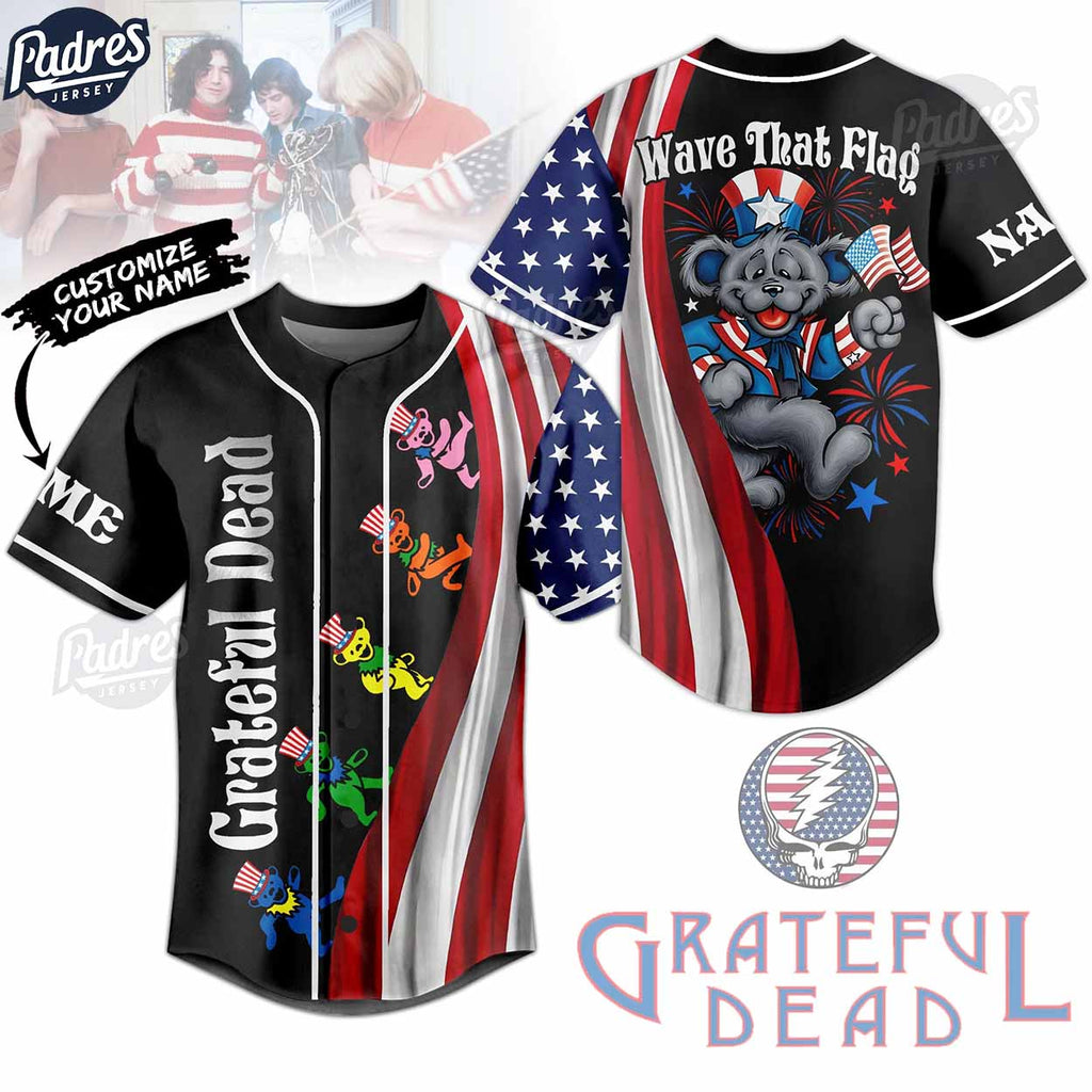 4th Of July Grateful Dead Wave That Flag Custom Baseball Jersey - Padres Jersey Oasis: Elevate Your Baseball Style Game