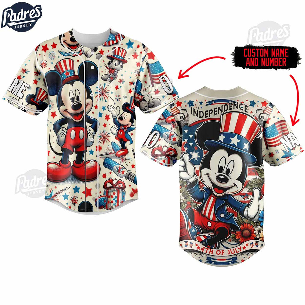 4th Of July Independence day Mickey Mouse Custom Baseball Jersey - Padres Jersey Oasis: Elevate Your Baseball Style Game