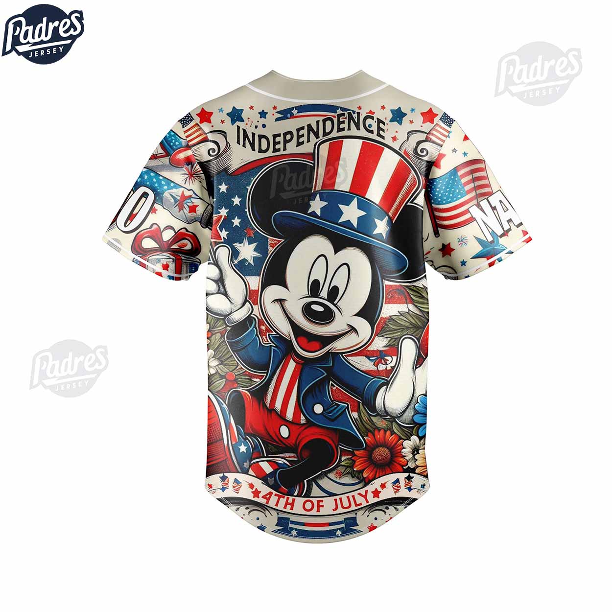 4th Of July Independence day Mickey Mouse Custom Baseball Jersey - Padres Jersey Oasis: Elevate Your Baseball Style Game