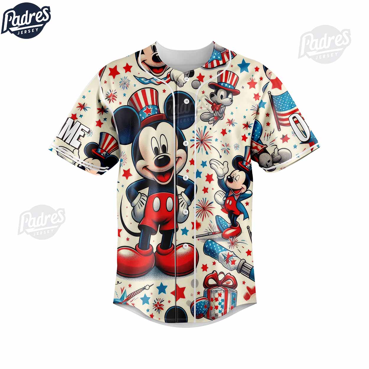 4th Of July Independence day Mickey Mouse Custom Baseball Jersey - Padres Jersey Oasis: Elevate Your Baseball Style Game