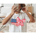 4th Of July Shirt, Distressed Coquette American Flag Shirt, USA  Fourth Of July  Patriotic Sublimation T-Shirt Print...
