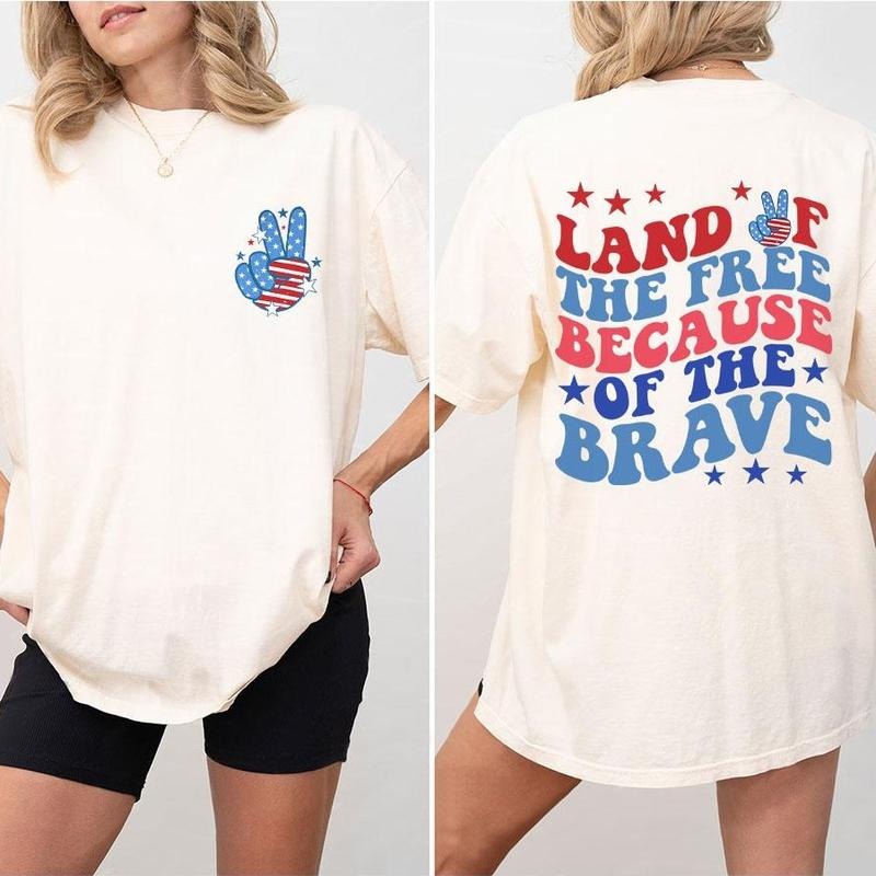 4th Of July Shirts, Land Of The Free Because Of The Brave, 4th Of July Tee, 1776 America T-Shirt, Fourth Of July Tee, Independence Day Shirt, Retro 4th Of July Outfits, American Tee, Independence Day Parade Outfits, Women Top