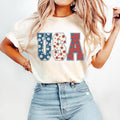4th of July Shirt - USA Floral Flowers Shirt - Independence day Women Tee & Sweatshirt Hoodie | CiraTrend.com