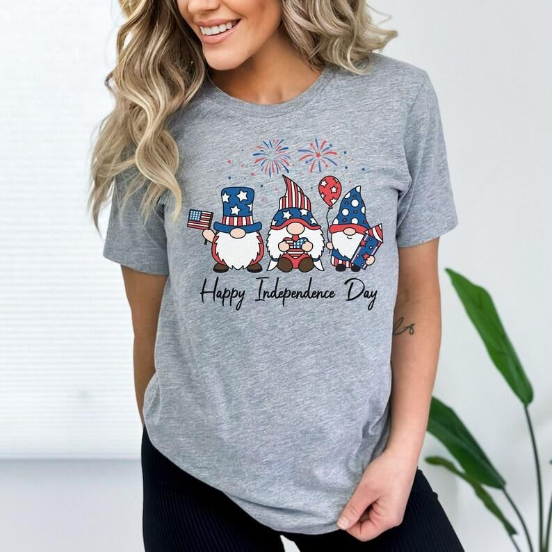 4th of July gnome shirt, Patriotic gnome t-shirt, Happy Independence Day shirt with Gnomes, Fourth of July Gnome Tee...