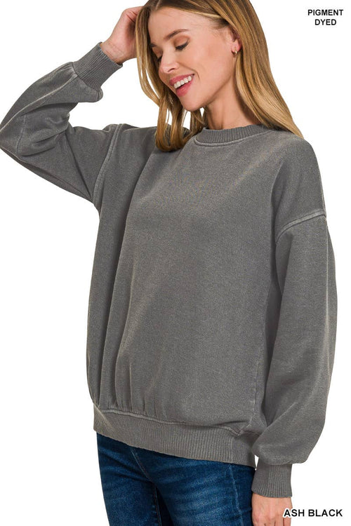.SI-27206 Pigment Dye Fleece Oversized Pullover
