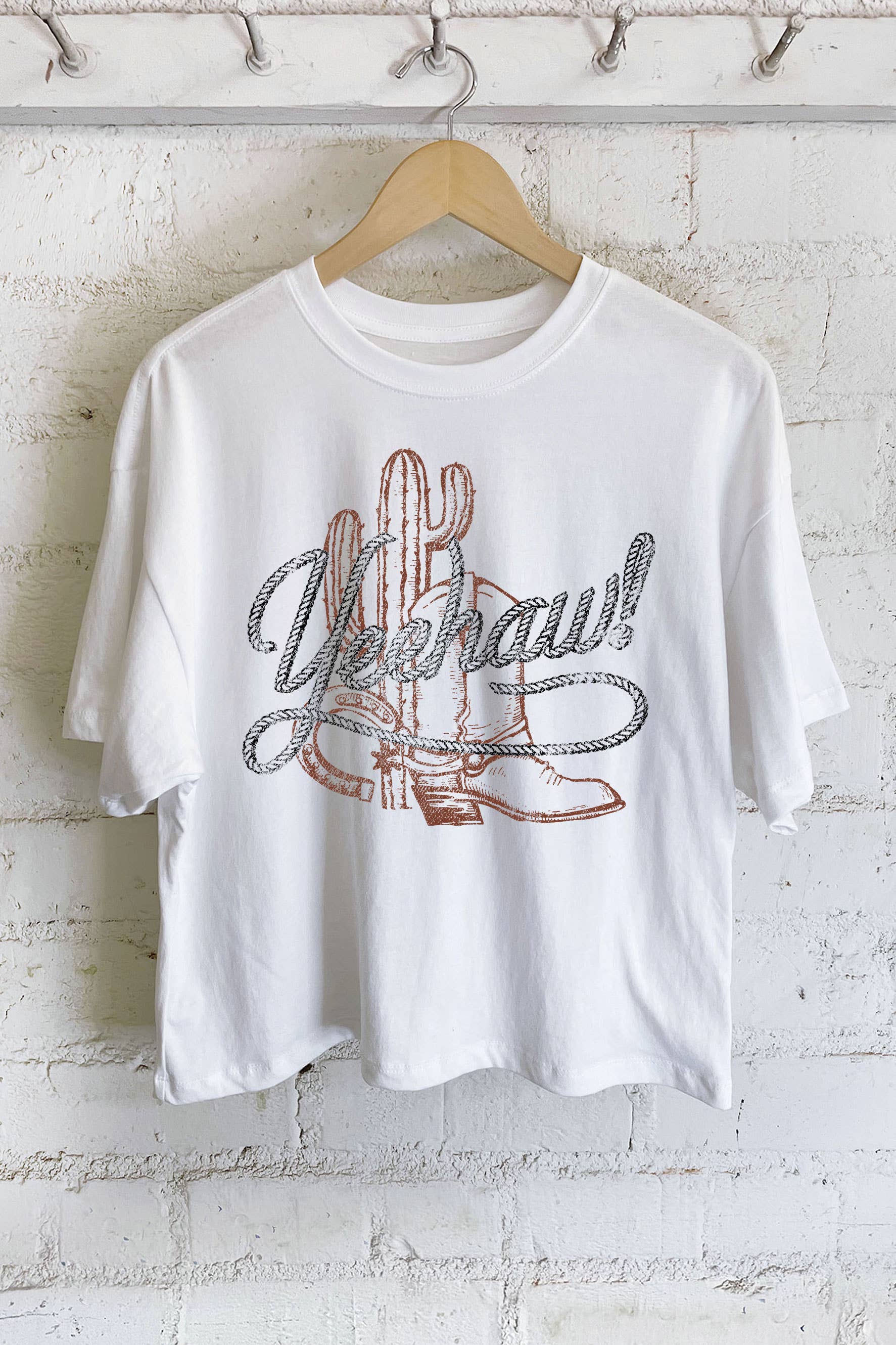 Yee Haw Boots Graphic Long Crop Top