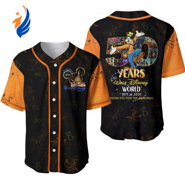 50th Anniversary Disney Goofy Mickey Mouse Cartoon Baseball Jersey - Perfect Gift for Disney Lovers! - Bafud