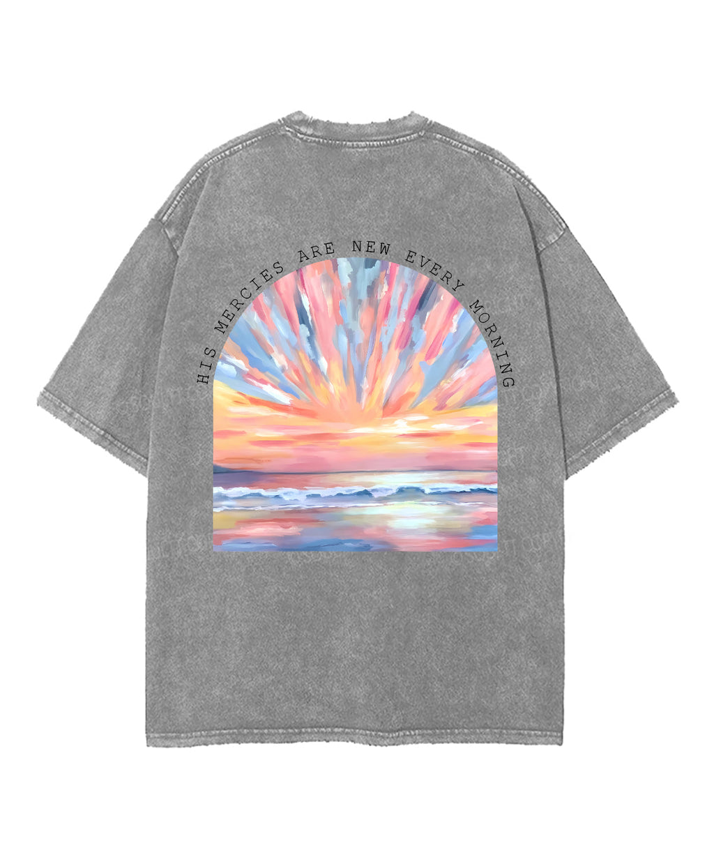 His Mercies Are New Every Morning Double Sided Unisex Washed Christian T-shirt Hoodie, Sweatshirt | CiraTrend.com (Image 5)