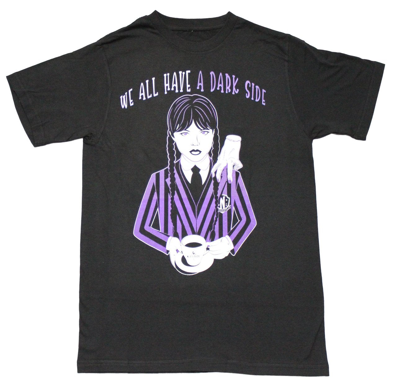 Wednesday Mens T-Shirt - "We All Have A Dark Side" Holding Coffee Cup Hoodie, Sweatshirt | CiraTrend.com