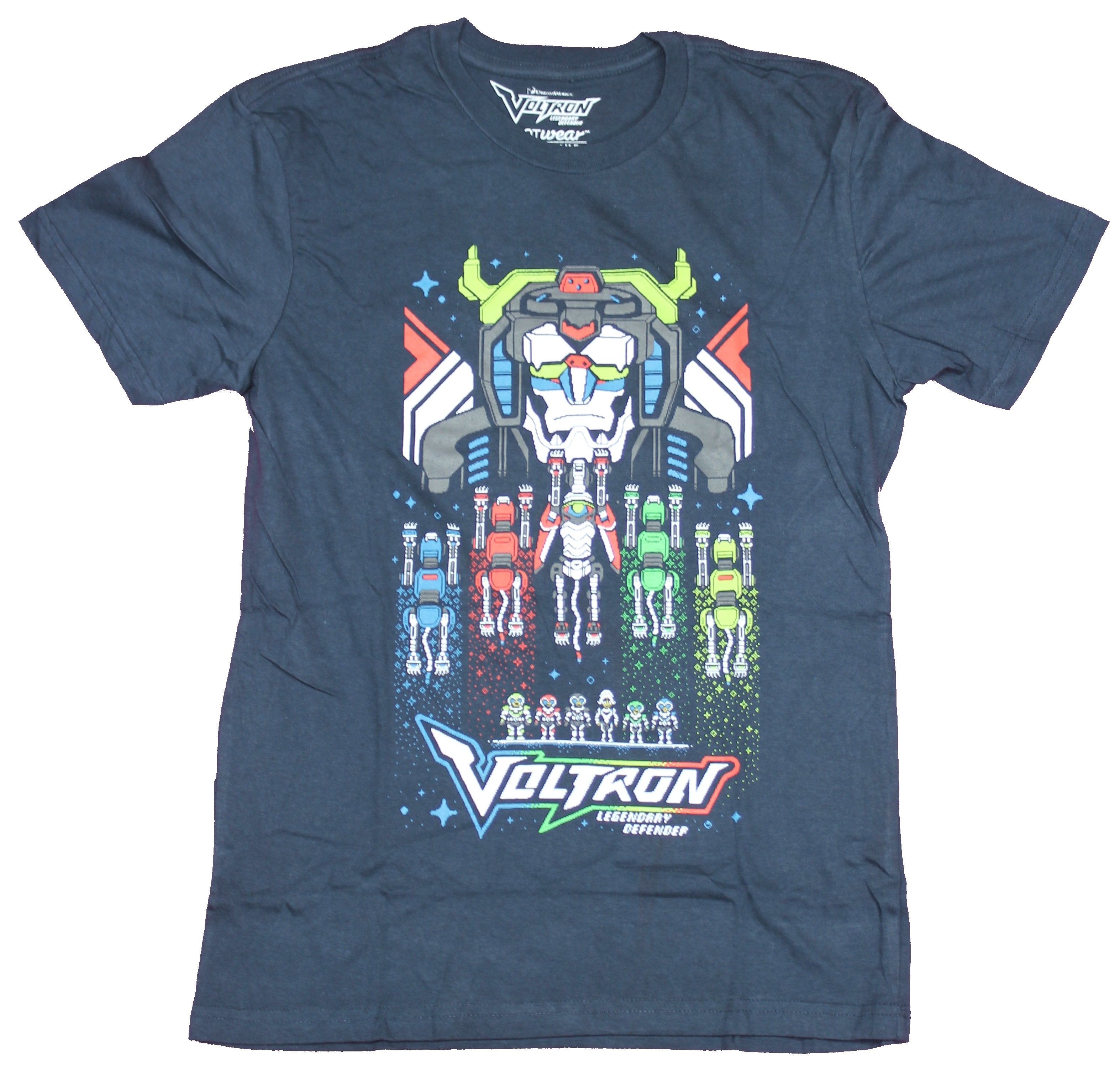 Voltron Mens T-Shirt- 8-Bit Style Lions Over Logo Image Hoodie, Sweatshirt | CiraTrend.com