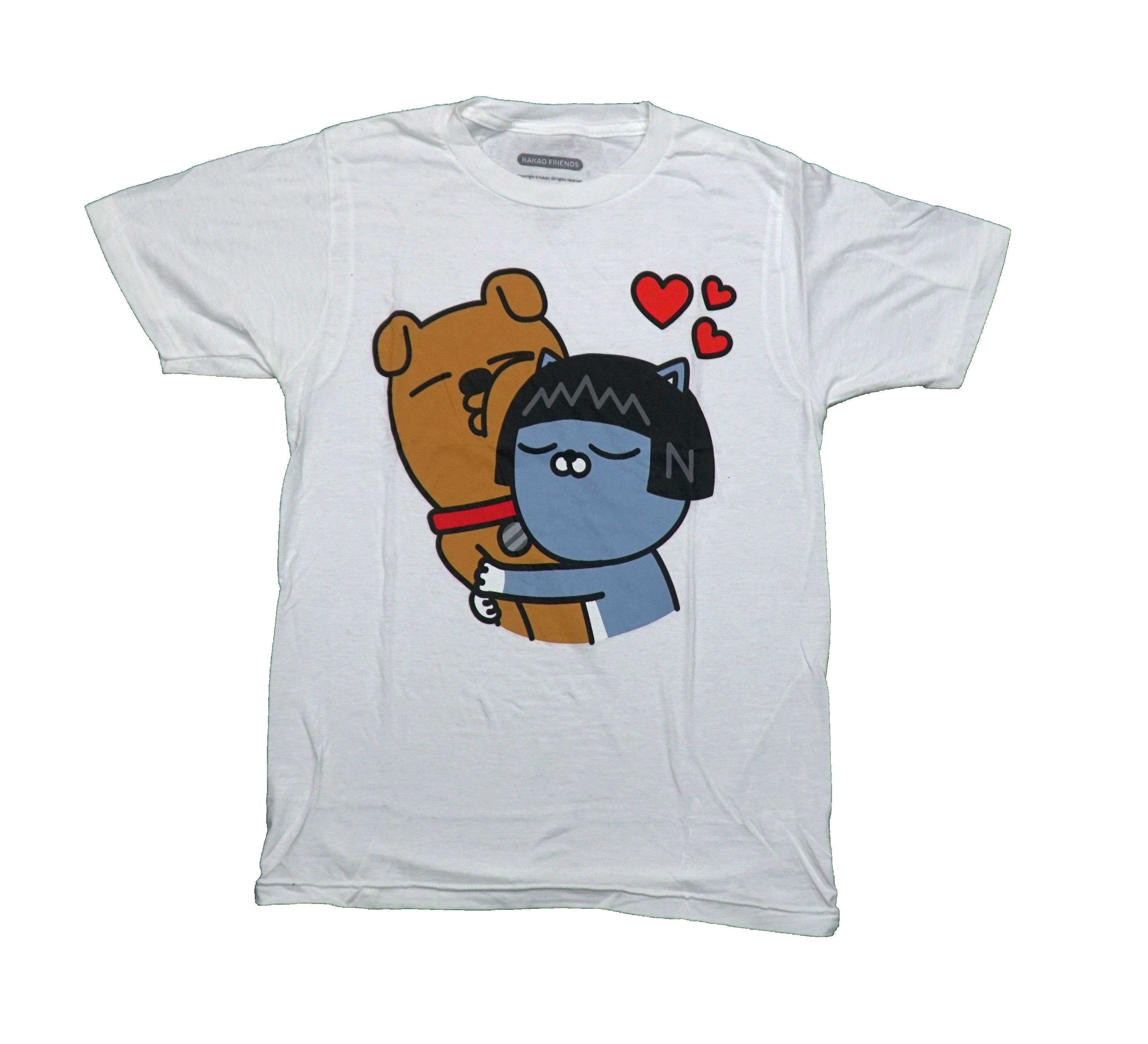 Kakao Friends Mens T-Shirt - Dog & Cat Love Hug Hoodie, Sweatshirt | CiraTrend.com