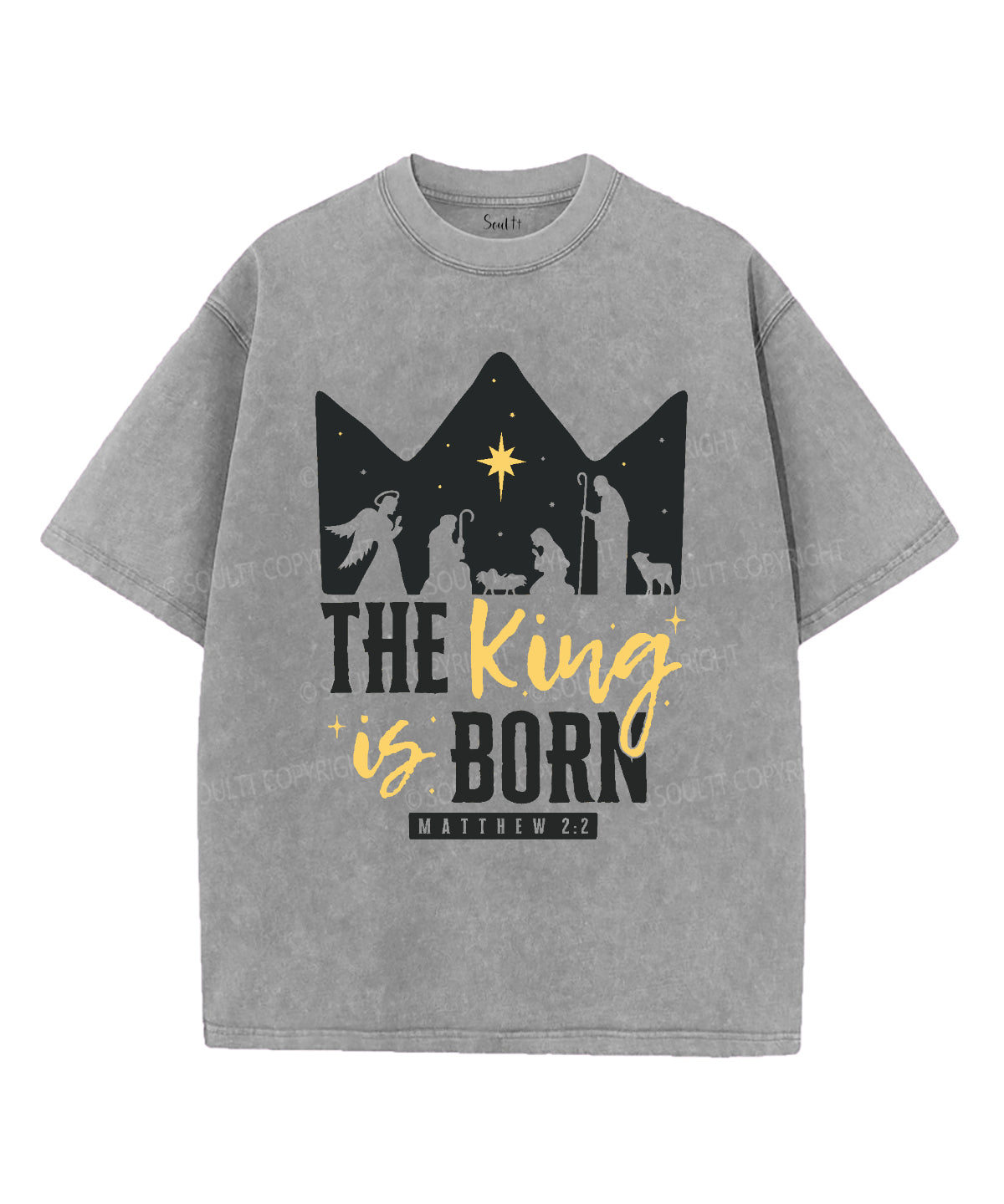 The King Is Born Washed Christian T-shirt Hoodie, Sweatshirt | CiraTrend.com (Image 4)