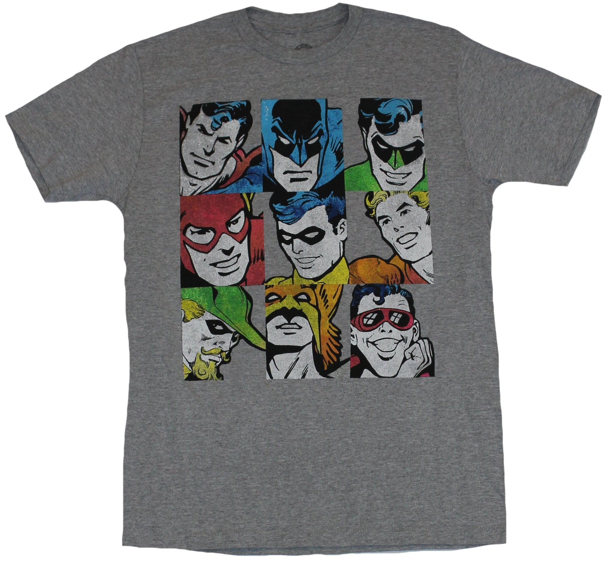 Justice League Mens T-Shirt  - Distressed 9 Box Simple Colored Heroes Style001 Hoodie, Sweatshirt | CiraTrend.com