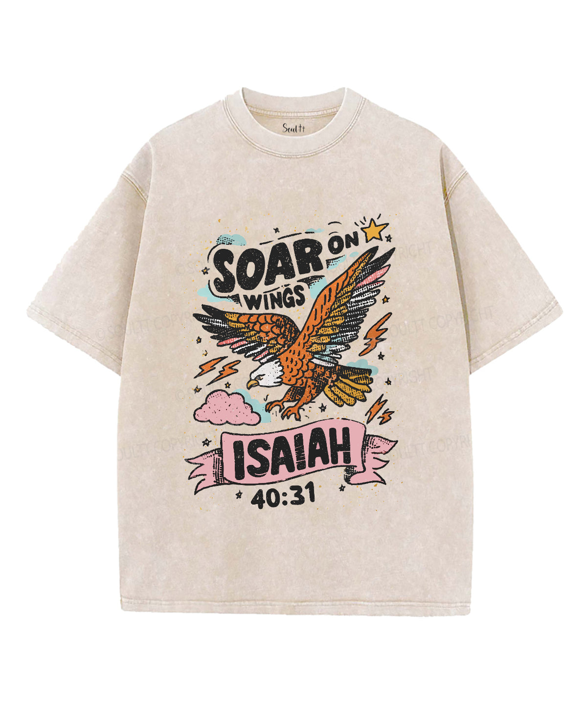 Soar on Wings Unisex Washed Christian T-shirt Hoodie, Sweatshirt | CiraTrend.com (Image 2)