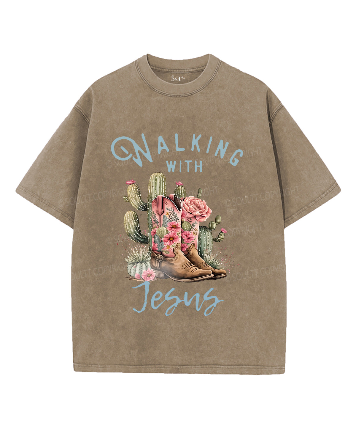 Walking With Jesus Unisex Washed Christian T-shirt Hoodie, Sweatshirt | CiraTrend.com (Image 5)