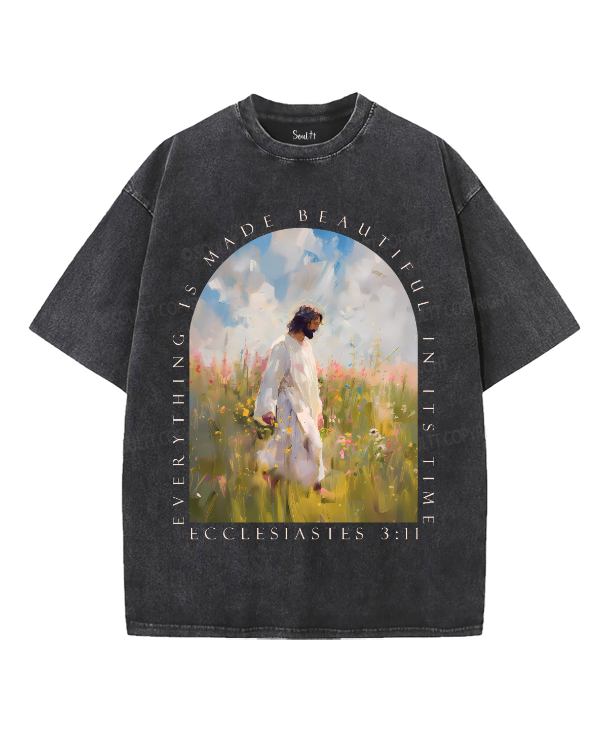 Everything Is Made Beautiful In It's Time Unisex Washed Christian T-shirt Hoodie, Sweatshirt | CiraTrend.com (Image 2)