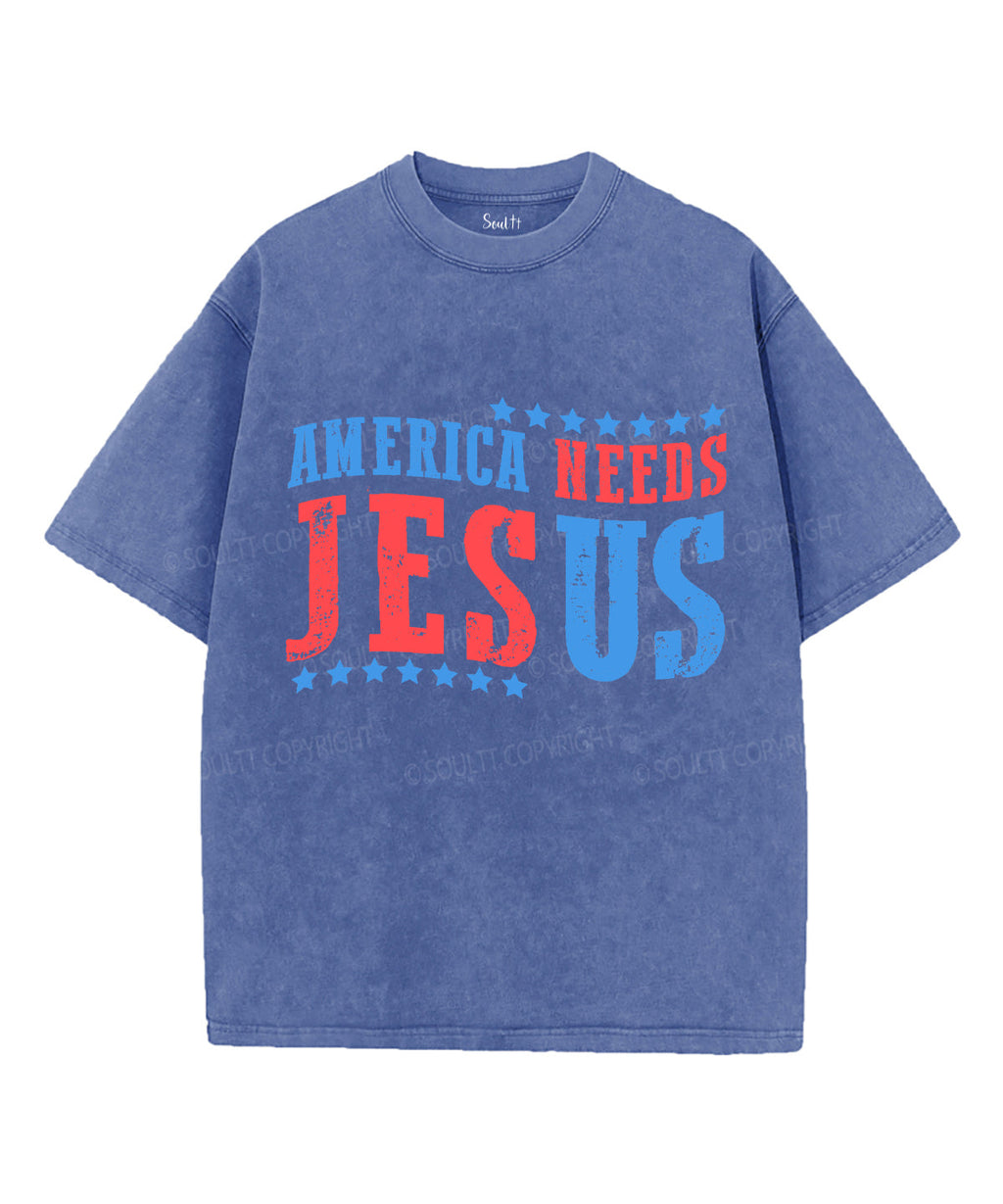America Needs Jesus Unisex Washed Christian T-shirt Style001 Hoodie, Sweatshirt | CiraTrend.com (Image 4)