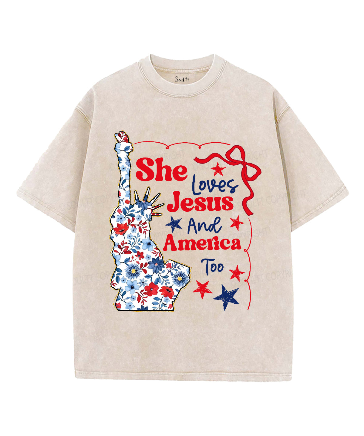 She Loves Jesus And America Unisex Washed Christian T-shirt Style005 Hoodie, Sweatshirt | CiraTrend.com (Image 4)