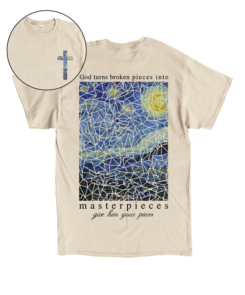 God Turns Broken Pieces Double Sided Unisex Cotton Christian T-Shirt Hoodie, Sweatshirt | CiraTrend.com (Image 1)