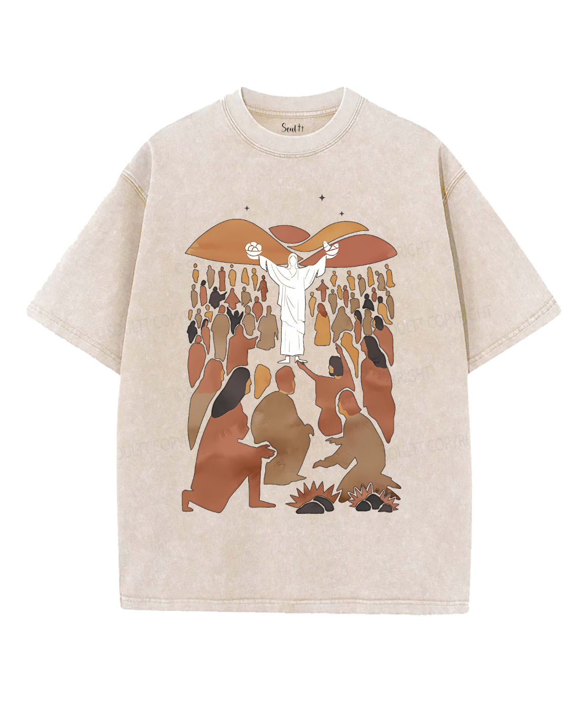 Jesus Feeds 5000 Unisex Washed Christian T-shirt Hoodie, Sweatshirt | CiraTrend.com (Image 4)