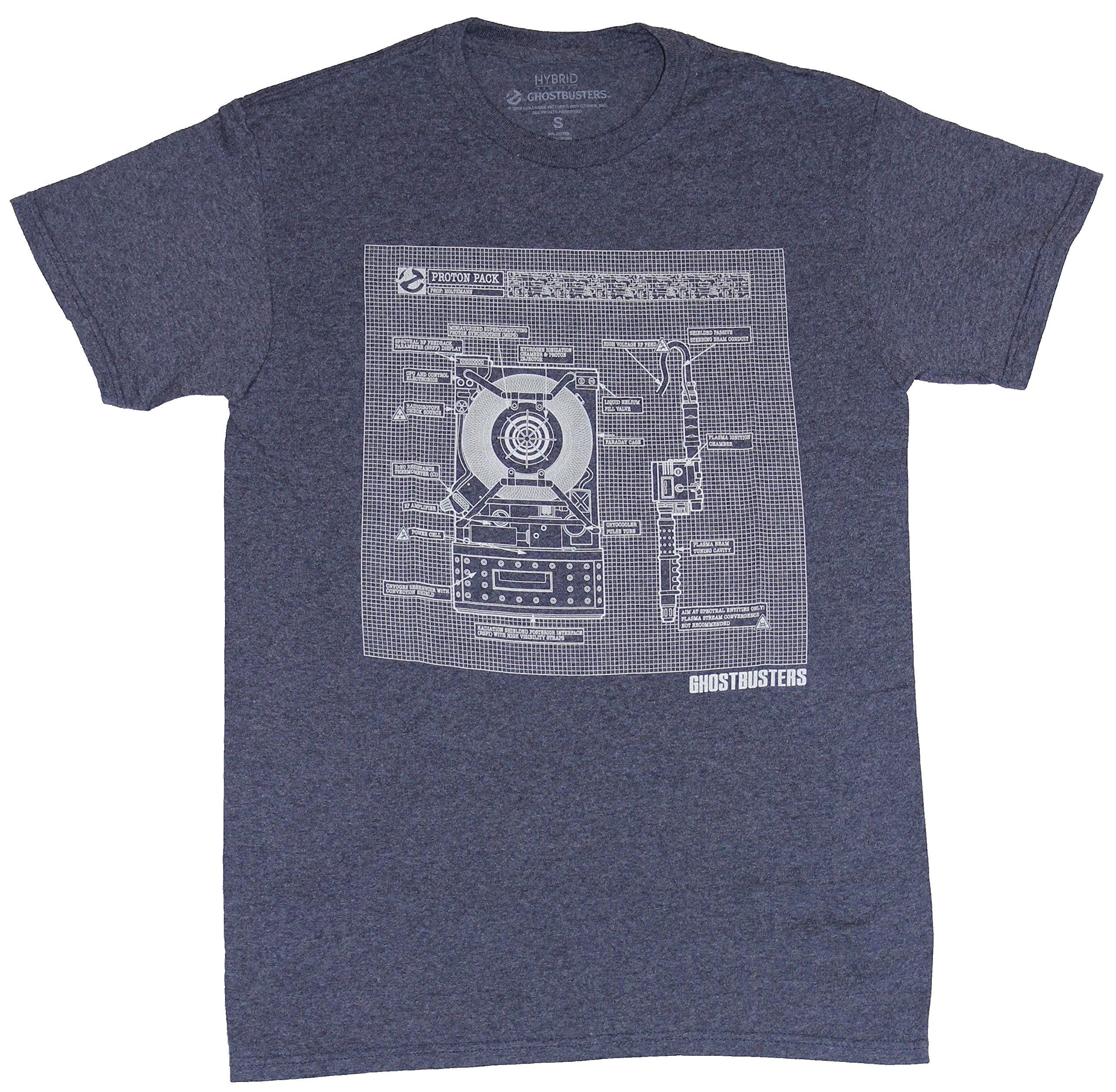Ghostbusters Mens T-Shirt - Proton Pack Blueprint Schematics Image Hoodie, Sweatshirt | CiraTrend.com