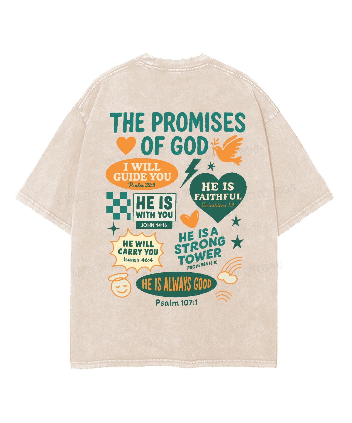 The Promises Of God Double Sided Unisex Washed Christian T-shirt Hoodie, Sweatshirt | CiraTrend.com (Image 3)