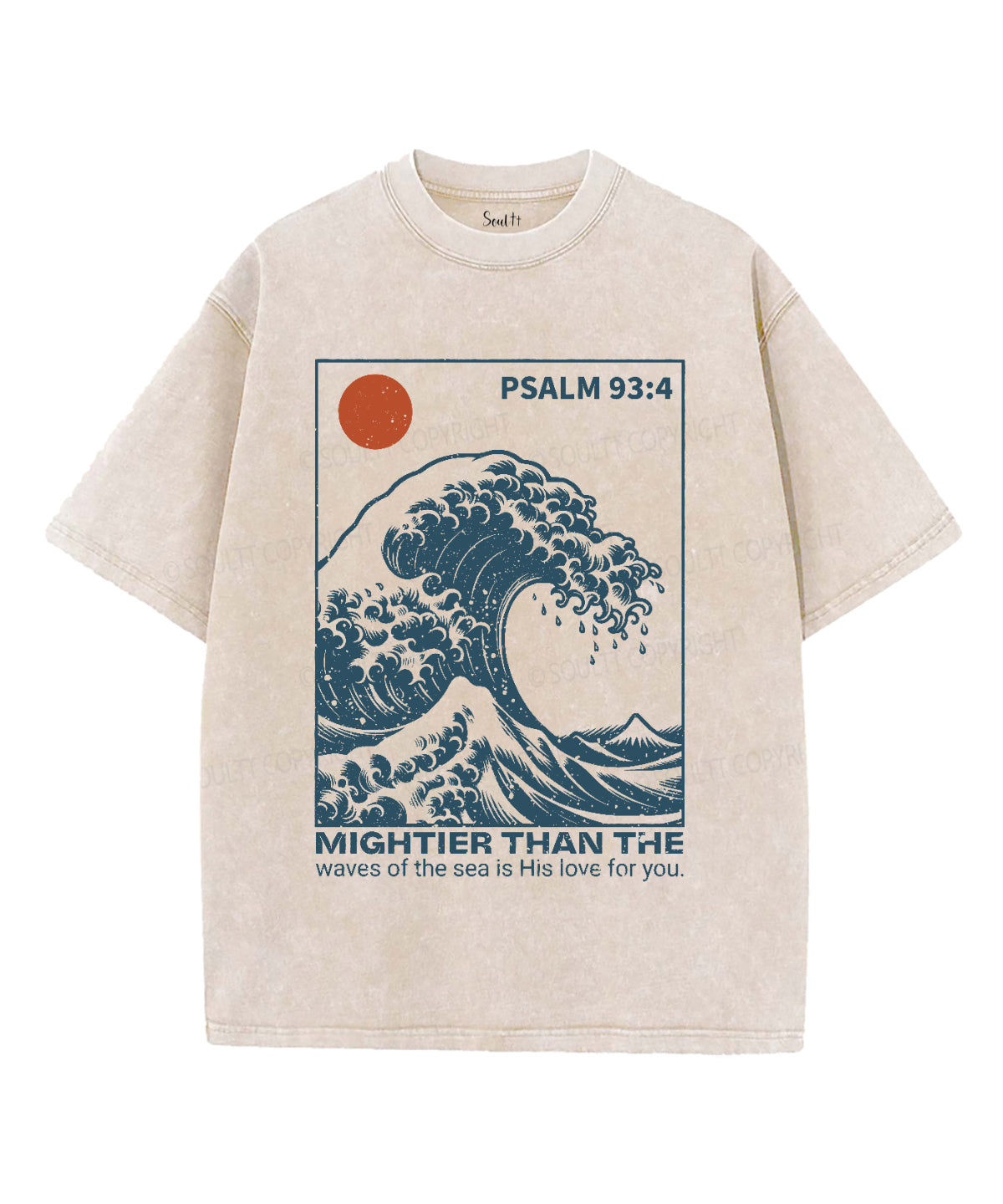 Mightier Than The Waves Unisex Washed Christian T-shirt Style001 Hoodie, Sweatshirt | CiraTrend.com (Image 1)