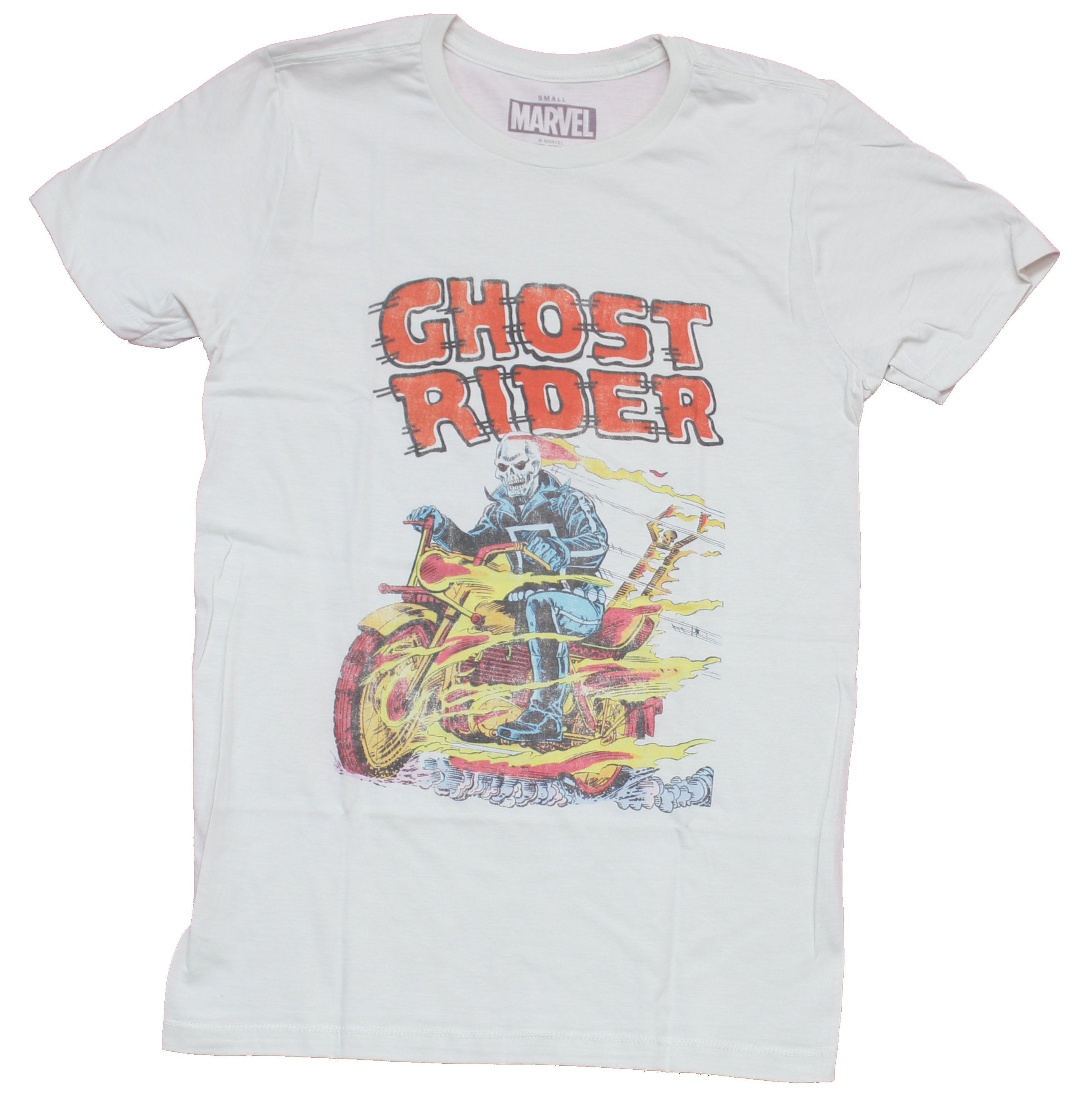Ghost Rider  Mens T-Shirt - Old School Flaming Ghost Rider Distressed Image Hoodie, Sweatshirt | CiraTrend.com