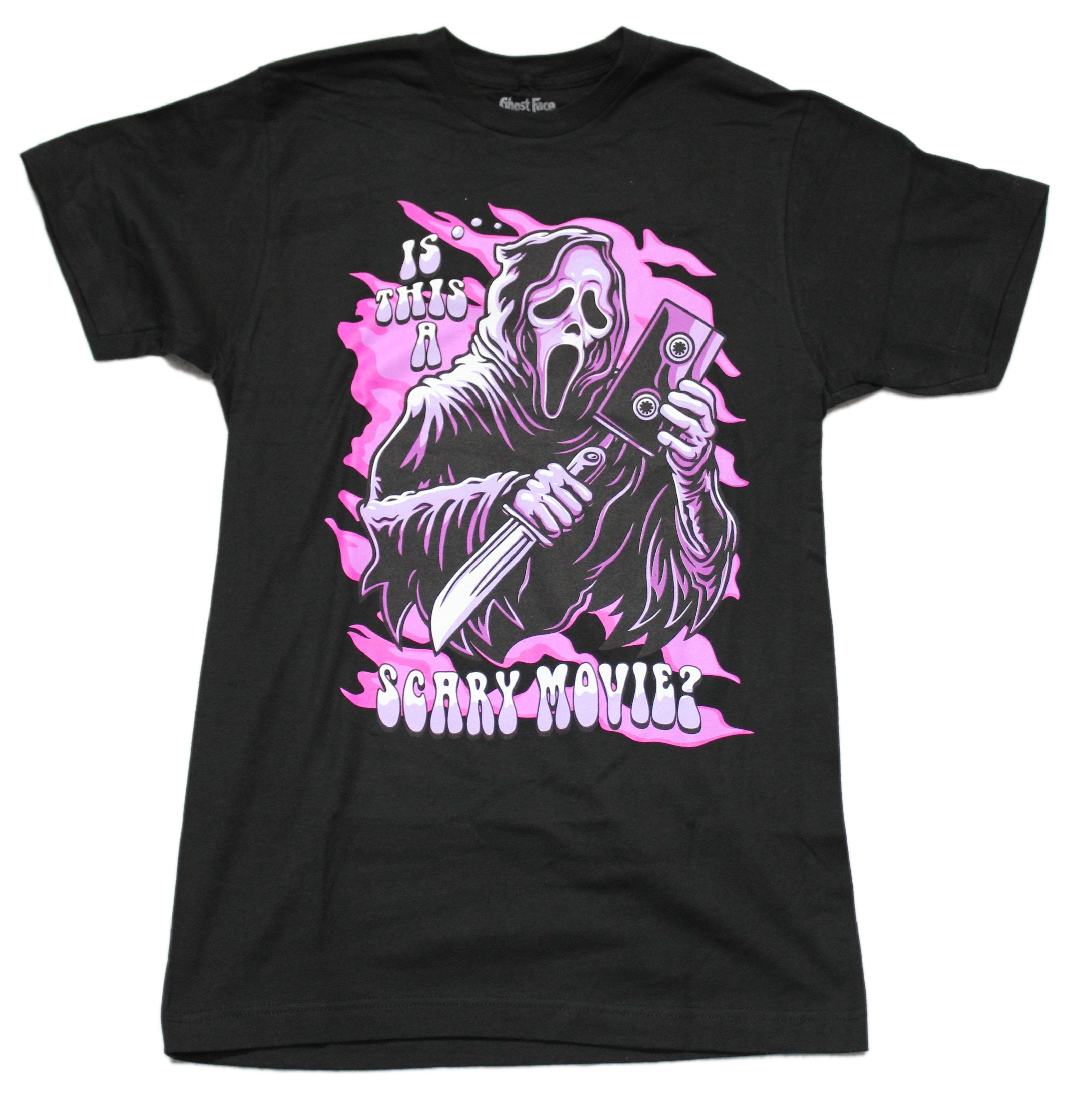 Scream Mens T-Shirt - Ghostface is This A Scary Movie Purple Image Hoodie, Sweatshirt | CiraTrend.com