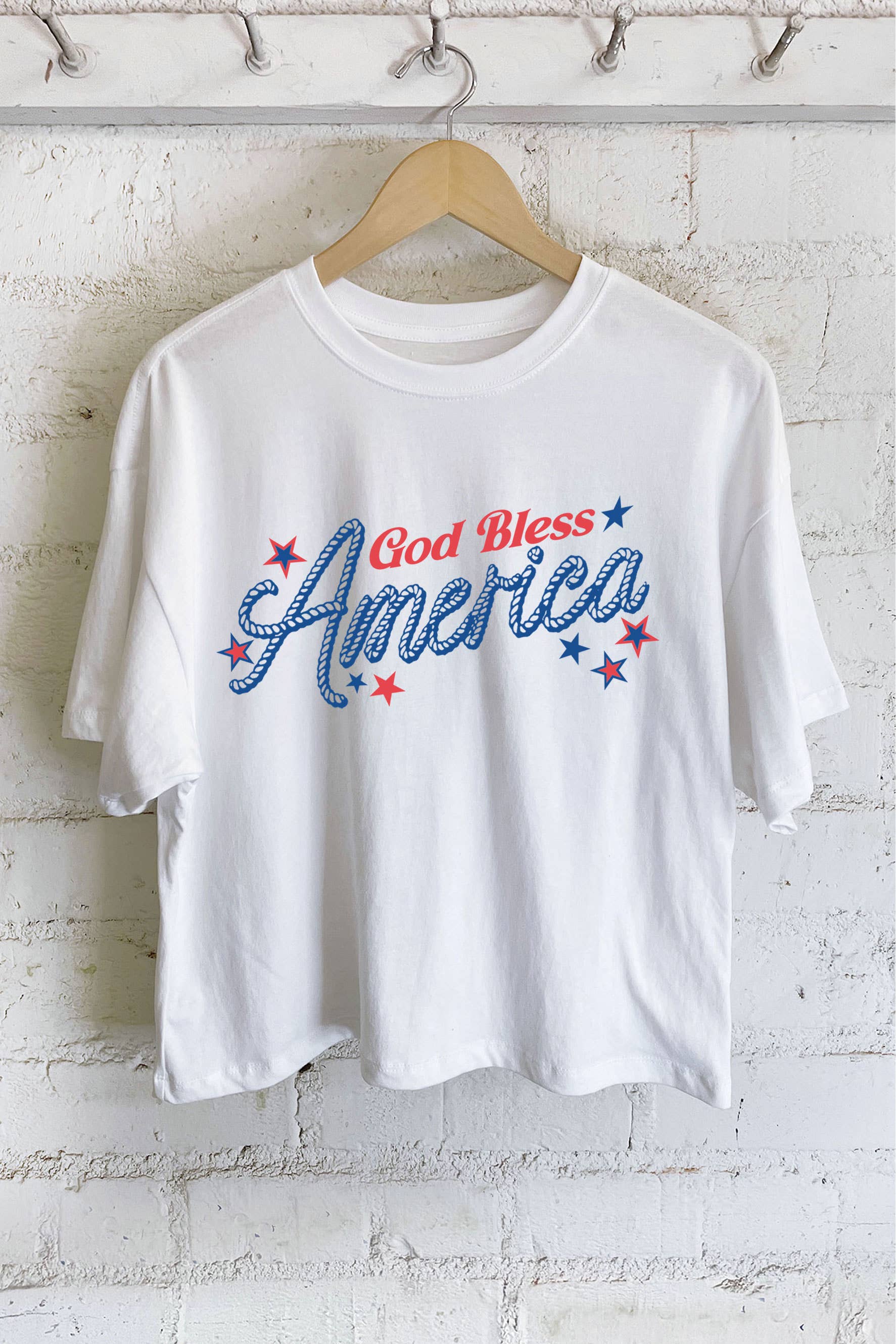 God Bless America Graphic Long Crop Top