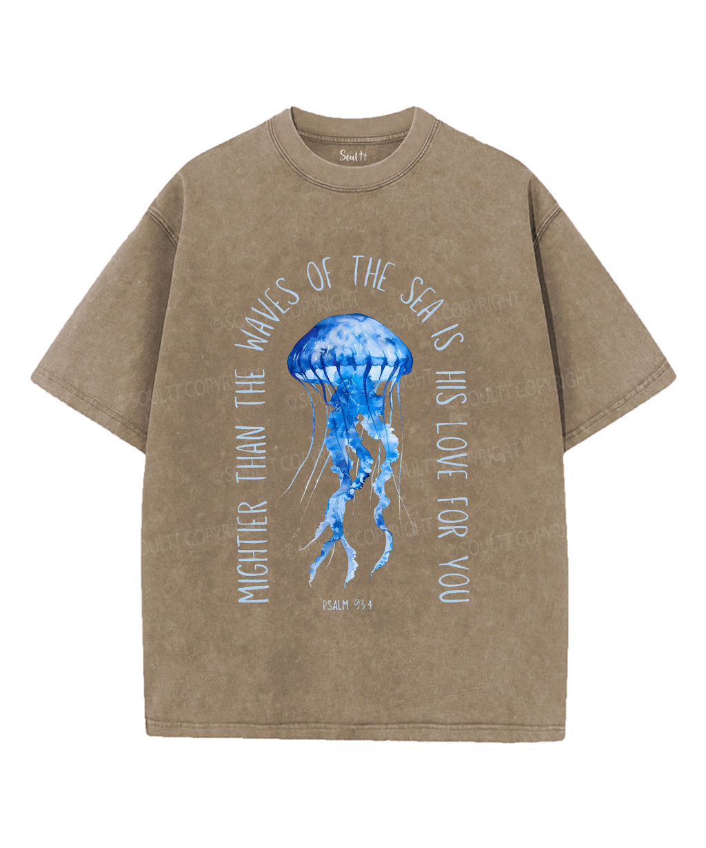 Mightier Than The Waves Unisex Washed Christian T-shirt Hoodie, Sweatshirt | CiraTrend.com (Image 5)