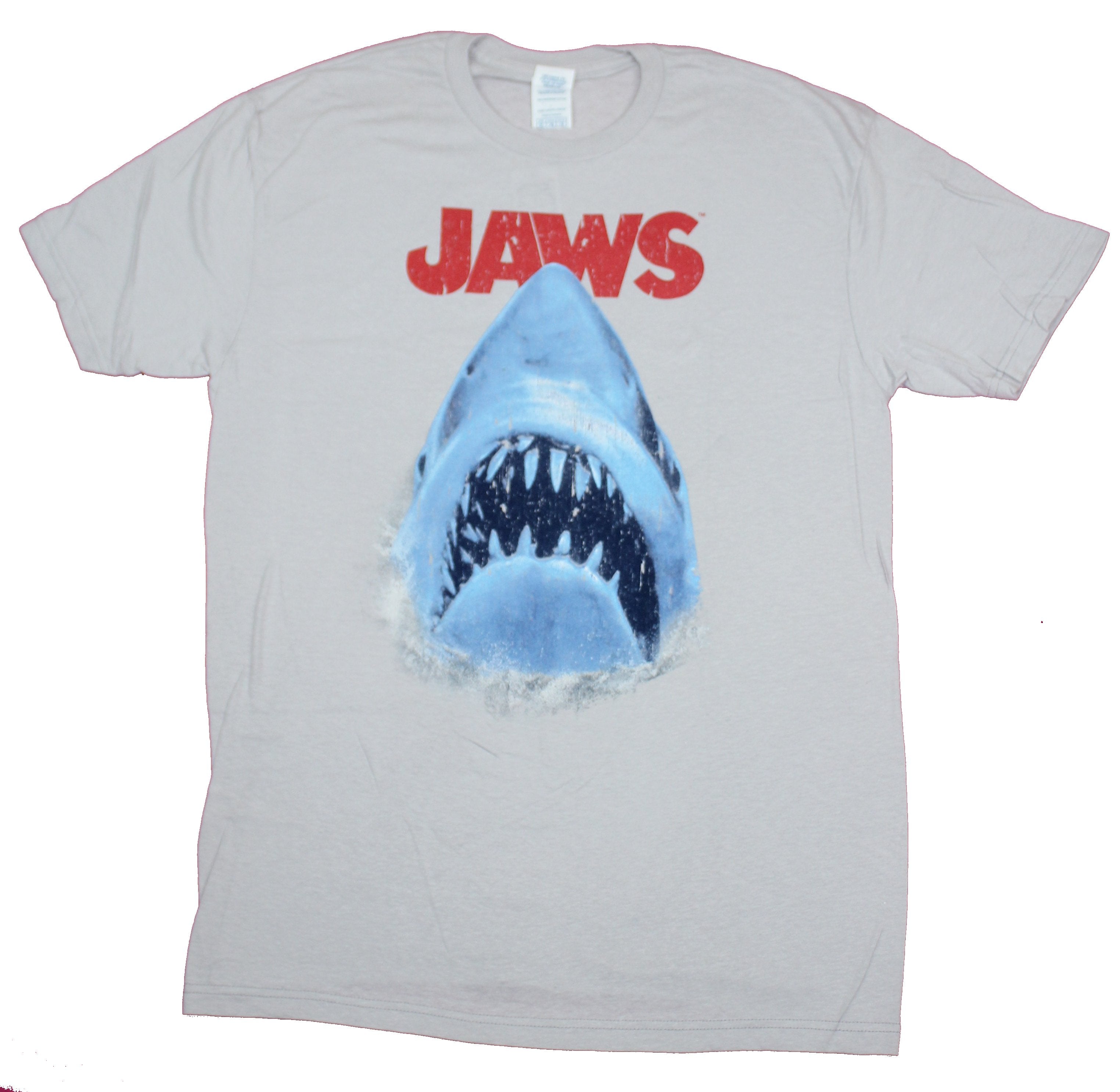 Jaws Mens T-Shirt- Distressed Big Mouth Shark Under Red Name Image Style007 Hoodie, Sweatshirt | CiraTrend.com
