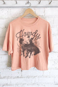 Howdy Rodeo Cowboy Graphic Long Crop Top