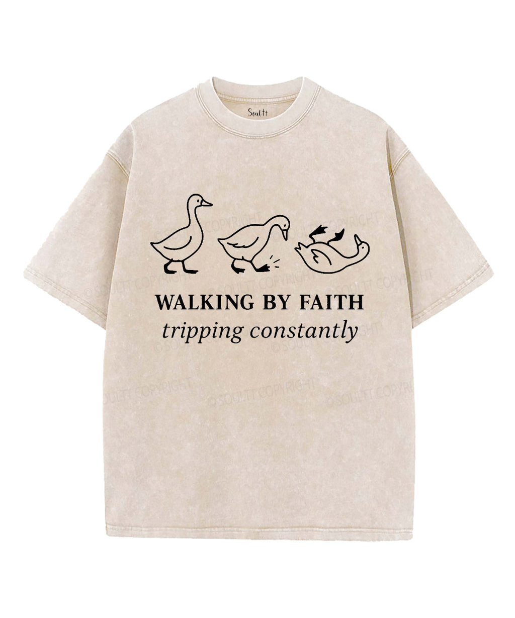 Walking By Faith Unisex Washed Christian T-shirt Hoodie, Sweatshirt | CiraTrend.com (Image 5)