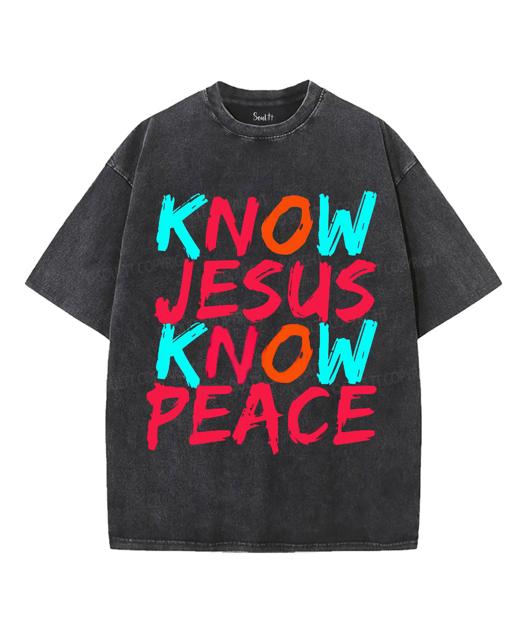Know Jesus Know Peace Unisex Washed Christian T-shirt Hoodie, Sweatshirt | CiraTrend.com (Image 1)