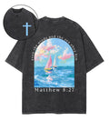 Even the Winds and the Sea Obey Him Double Sided Unisex Washed Christian T-shirt Hoodie, Sweatshirt | CiraTrend.com (Image 1)